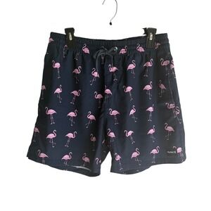 HURLEY Windsea Navy Flamingo Cannonball Volley Swim Mens Trunks, L